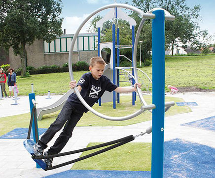 Single Curver - blue steel playground swing for outdoor coordination