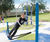 Single Curver - blue steel playground swing for outdoor coordination 0