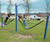 Double Curver - blue steel playground swing for two users 0