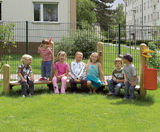 Eibini Arena - outdoor softwood seating set with figures and litter bin - on this page