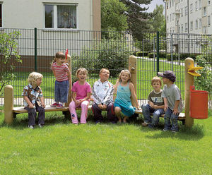 Eibini Arena - outdoor softwood seating set with figures and litter bin