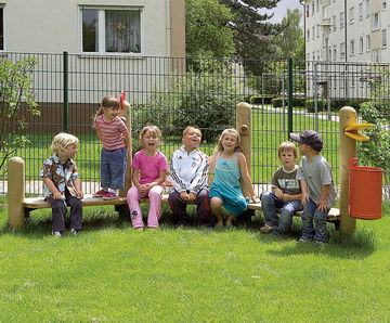 Eibini Arena - outdoor softwood seating set with figures and litter bin
