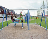 Luna Swing - steel playground swing set with nest and flat seats - on this page