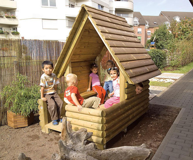 Alexander Play House - softwood log cabin playhouse with terrace