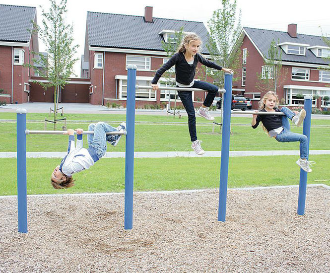 Three-Level Horizontal Bars - steel playground gym for three children