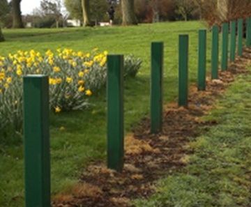 Plain Square Galvanised Steel Bollards - steel parking barrier posts