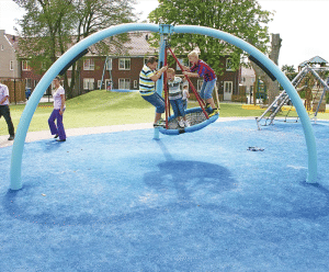 Circular Swing With Nest Seat - blue steel playground swing for parks