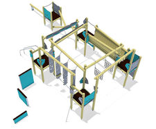 Runout Tough Trail Play Unit - wood & steel ninja obstacle playground