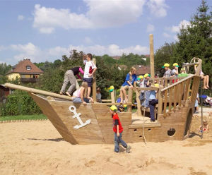 Nina Sand Play Ship - larch wood outdoor playground ship for sand play