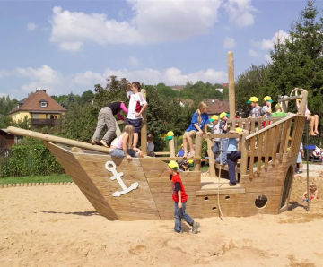 Nina Sand Play Ship - larch wood outdoor playground ship for sand play