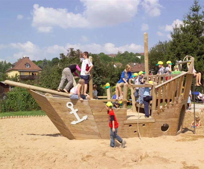 Nina Sand Play Ship - larch wood outdoor playground ship for sand play