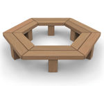 Hexagonal hardwood tree seat