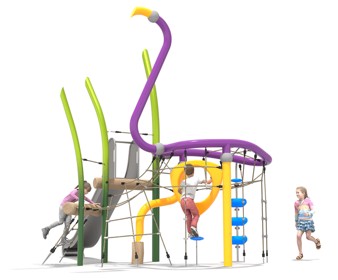 Frankie the Flamingo - steel playground climber with slide for kids