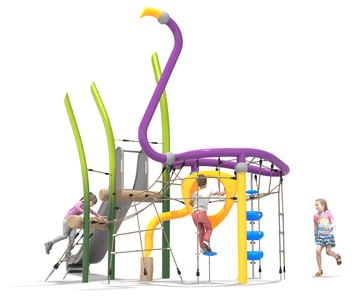 Frankie the Flamingo - steel playground climber with slide for kids