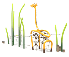 Jerry’s Savannah - giraffe-themed playground climber with rope and wood
