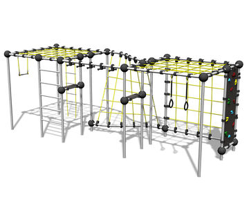 Uranium - steel outdoor climbing frame with nets, wall, and monkey bars
