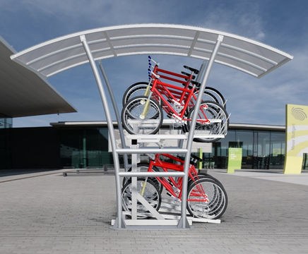 Double Stack Cycle Rack - galvanised steel bike storage for small spaces