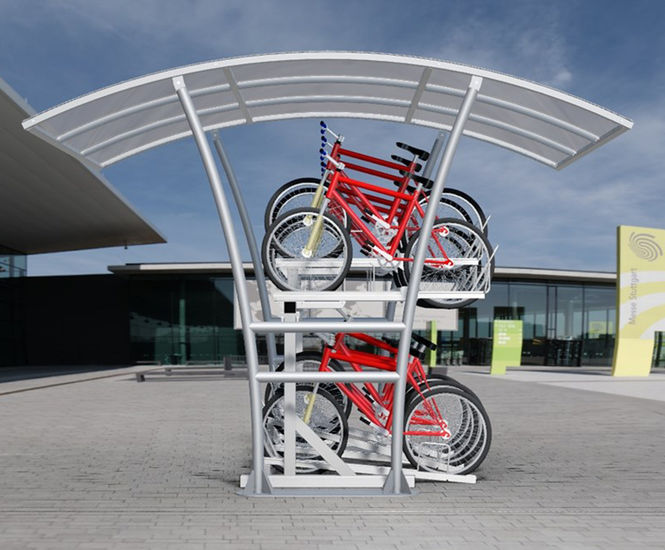 Double Stack Cycle Rack - galvanised steel bike storage for small spaces