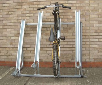 Semi-Vertical Cycle Rack - galvanised steel space-saving bike storage