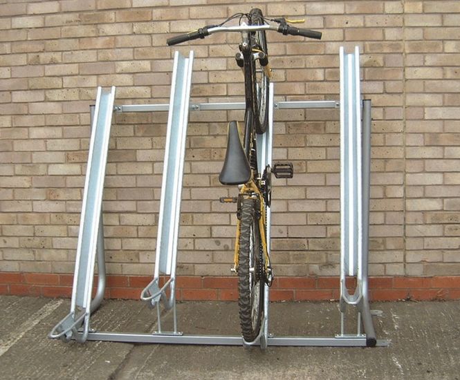 Semi-Vertical Cycle Rack - galvanised steel space-saving bike storage