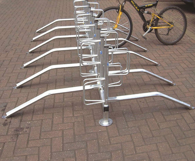 Type E Cycle Rack - galvanised steel double sided floor bike rack