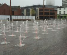 Mirror pool and illuminated plaza water feature - Keel Square, Sunderland