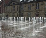 Mirror pool and illuminated plaza water feature - Keel Square, Sunderland