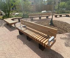 Coordinated Accoya timber seating for Gascoigne Park, Barking