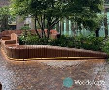 Bespoke illuminated outdoor timber benches for 11 Belgrave Road, Victoria