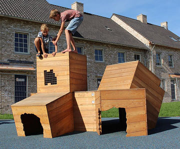 Crazy Crates Play Unit - oiled robinia wood outdoor climbing play unit
