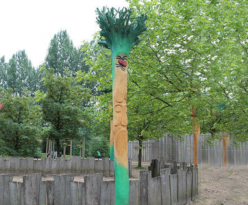 Enzo Fable Tree - carved robinia wood playground sculpture for outdoors