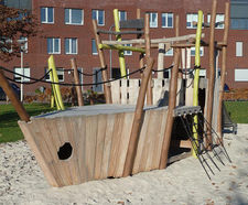 Jago Pirate Ship - robinia wood outdoor playground climbing structure