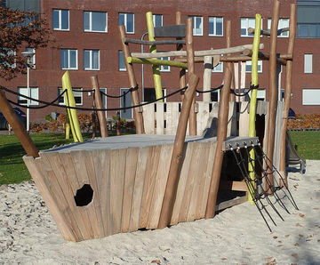 Jago Pirate Ship - robinia wood outdoor playground climbing structure