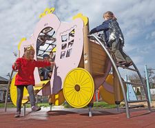 Carriage Themed Play unit - softwood play structure for climbing & seating