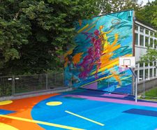 Colourful Streetball Court Transforms School, Reflecting Vibrant Spirit