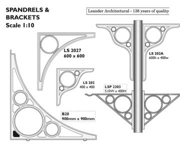 Cast metal spandrel brackets