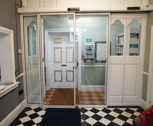 Automatic sliding door drive for disabled access - Swaffham Museum