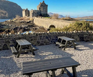 Heavy-duty recycled plastic picnic tables - Eilean Donan Castle