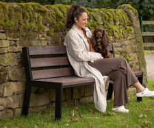 Selby - steel and recycled plastic outdoor bench with backrest
