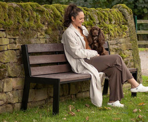 Selby - steel and recycled plastic outdoor bench with backrest