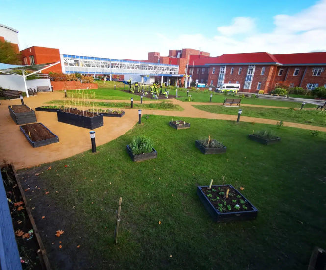 Recycled plastic raised planting bed kits - Broadgreen Hospital, Liverpool