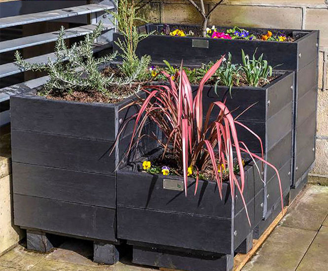 Marsden - modular square recycled plastic outdoor planters for urban spaces