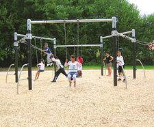 J482 – Hexagonal Swing - steel 6-seat anti-wrap playground swing set
