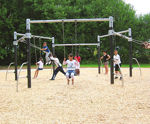 J482 – Hexagonal Swing - steel 6-seat anti-wrap playground swing set