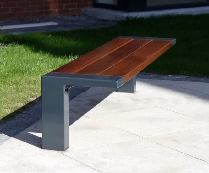 S64 Bench - hardwood and steel outdoor seating for public spaces