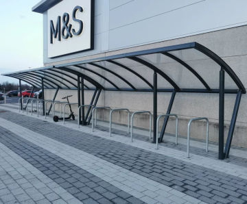 S04 Cycle Shelter - steel and polycarbonate outdoor bike storage