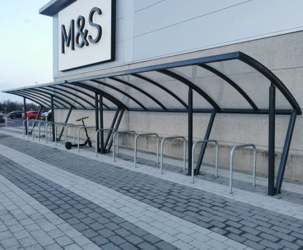 S04 Cycle Shelter - steel and polycarbonate outdoor bike storage