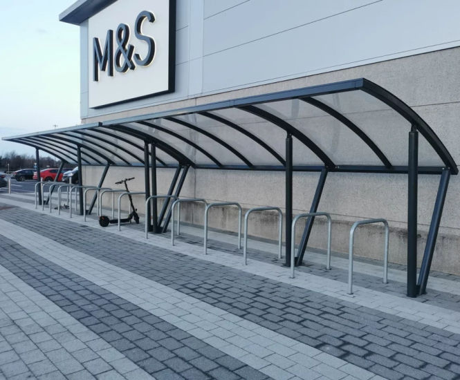S04 Cycle Shelter - steel and polycarbonate outdoor bike storage