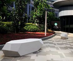 Hoba - contemporary concrete outdoor bench for public spaces