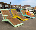 Live - contemporary outdoor WPC and steel chaise lounge for public spaces